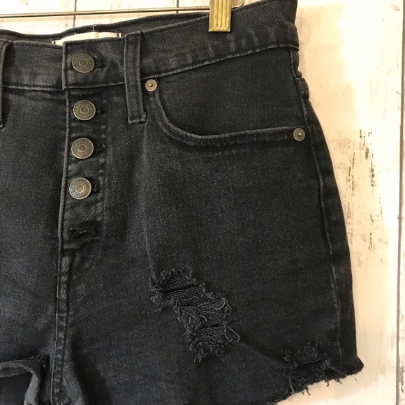 Madewell Distressed High-Rise Denim Boy Shorts Button Fly - Picture 7 of 14